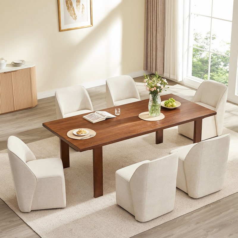 Spruce & Spring Modern Upholstered Dining Chair with Hidden Casters