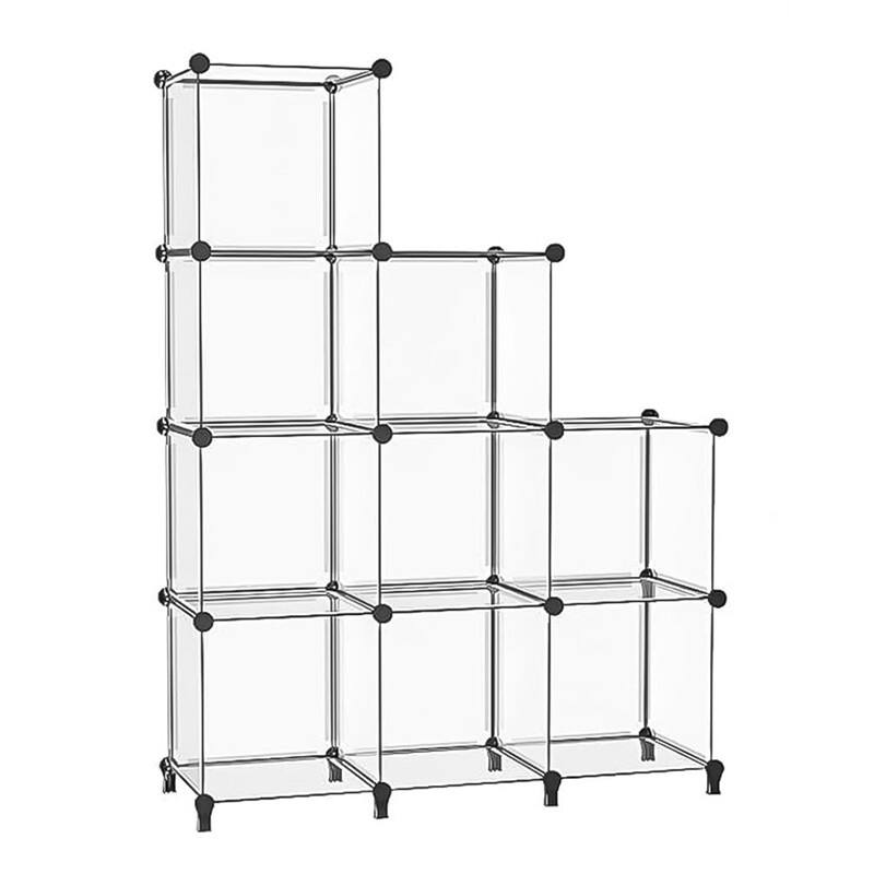 9 Cube Stackable Shoe Rack Organizer DIY Plastic Shoe Storage Cabinet for Closet & Entryway - N/A - White