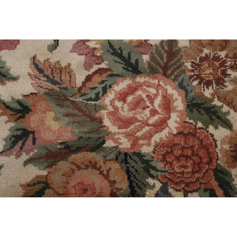All-Over Floral Aubusson Chinese Area Rug Handmade Wool Carpet - 8'9"x 12'3"