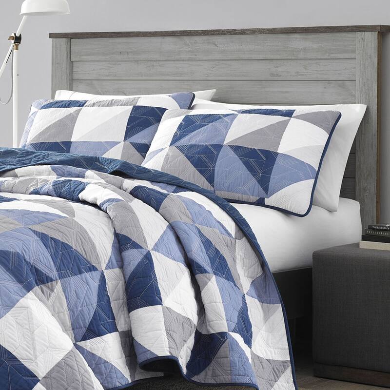 3pc Full/Queen Quilt Set Soft Lightweight Breathable Blue