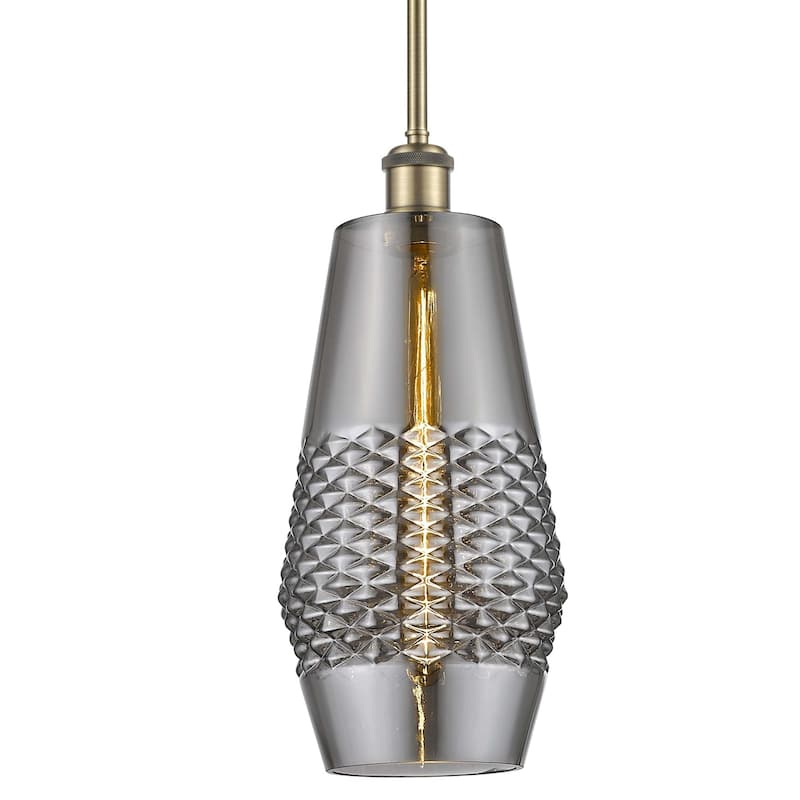 Innovations Lighting 516-1S-17-7 Windham Pendant Windham 7" Wide Mini - Antique Brass / Smoked