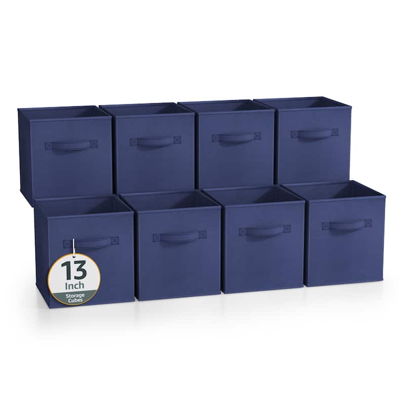Sorbus Large Foldable Storage Bins - Fabric Cubes 8 Pack - 13"L x 13"W x 13"H - Navy Blue