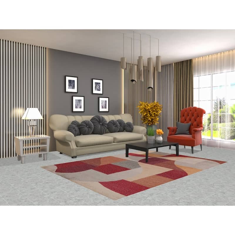 Contemporary Gabbeh Indian Rug Modern Geometric Handmade Wool Carpet - 5'3" x 7'7"