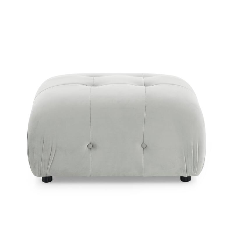 Grey 93'' Modular L-Shaped 4-Seater Sectional with Reversible Ottoman, Button Tufted Design, and Cozy Cushions