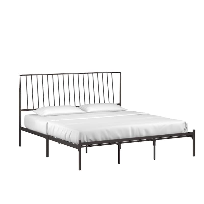 Bliss Metal Platform Bed with Curved Metal Headboard by iQ Modern - Dark Bronze - King