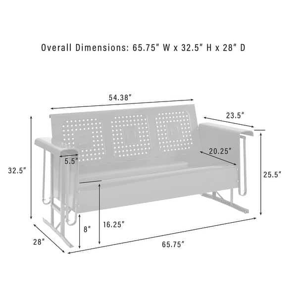 Crosley Bates Outdoor Metal Sofa Glider 28"x65.75"x32.5" Bed Bath & Beyond 34142025