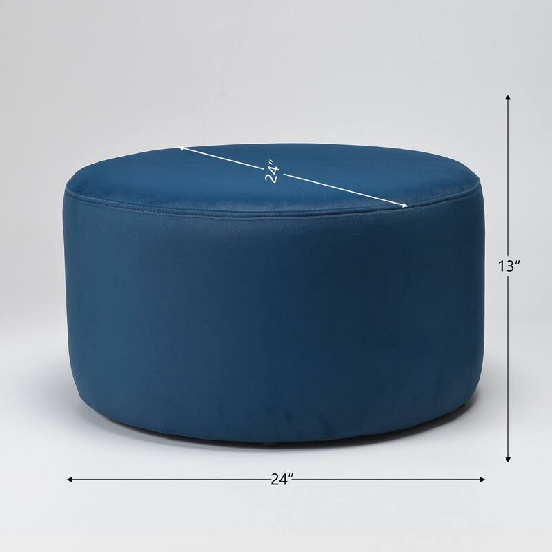 KINWELL Round Upholstered Pouf Ottoman Footrest