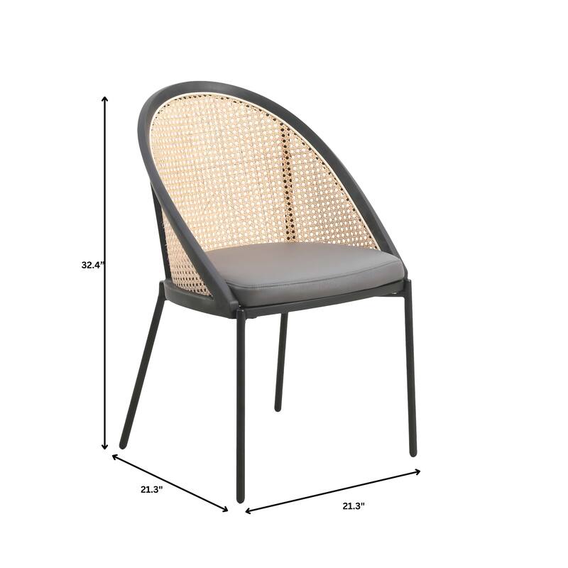 Urbane Modern Stylish Dining Chair with Vinyl Fabric Seat and Wicker Back for Dining Room & Kitchen, Set of 4