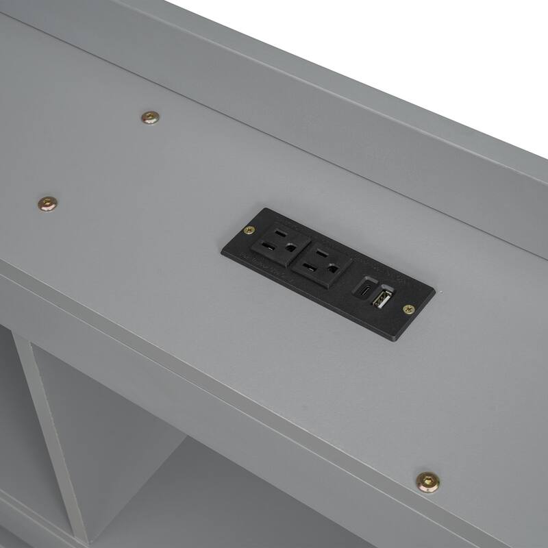 Twin Size L-shaped Bookcases Bed with Power Outlets