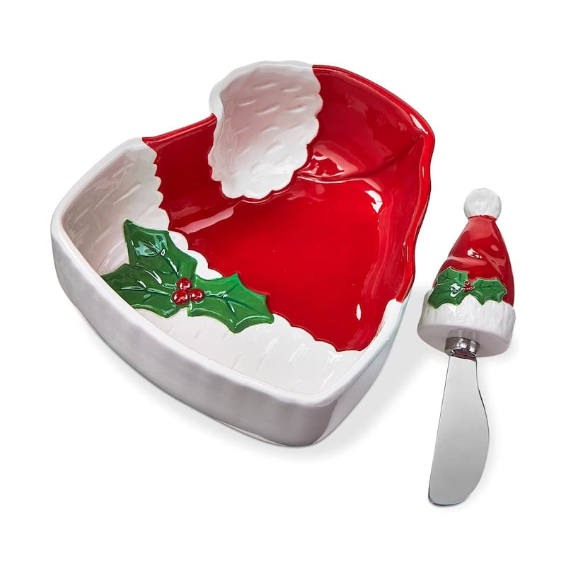 Sculpted Hat Bowl Set of 2 - Multicolor Ceramic Snack & Serving Bowls, 16oz, Dishwasher Safe, Perfect for Christmas