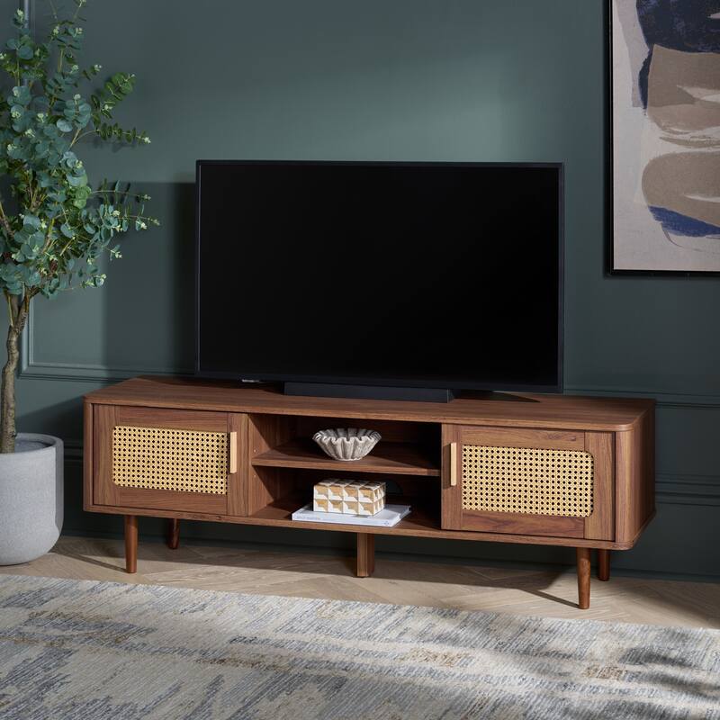 SAFAVIEH Home Ders 2-Shelf 2-Door Sideboard/TV Stand - 55"W x 16"D x 18"H - Walnut