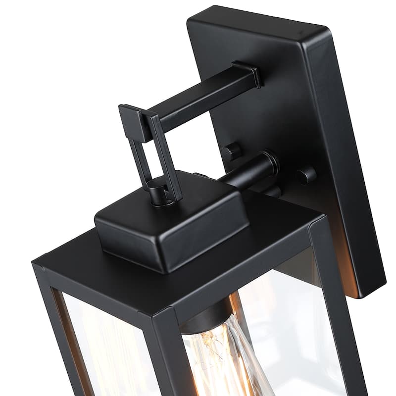 2-pack 1-Light 13.70 in. Matte Black Outdoor Wall Lantern with Clear Glass Shade(dusk to dawn could be chosen)