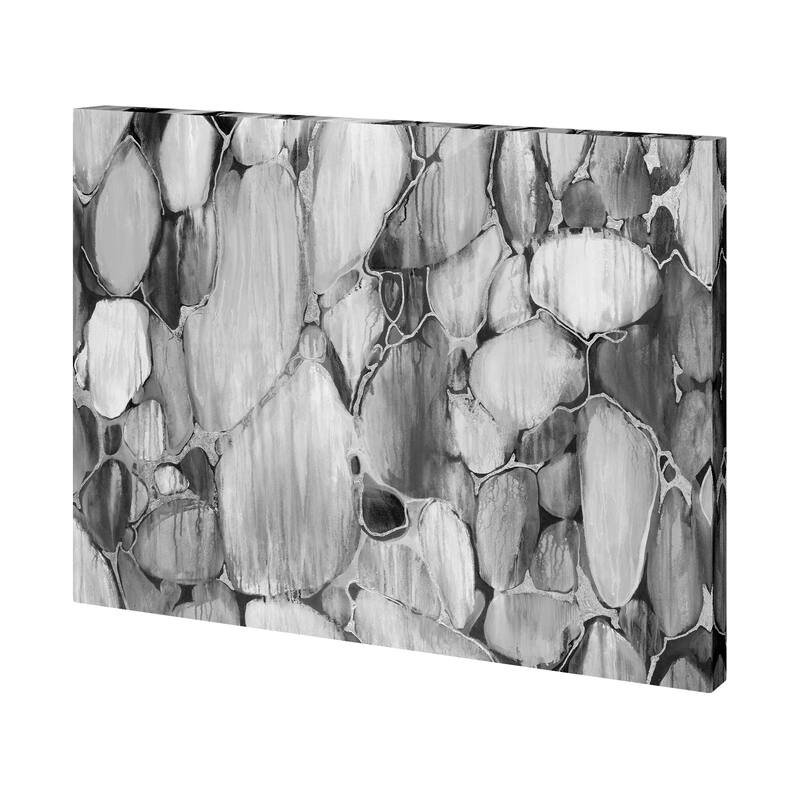 River Rocks BW (35 x 28) Canvas Art Print - Small