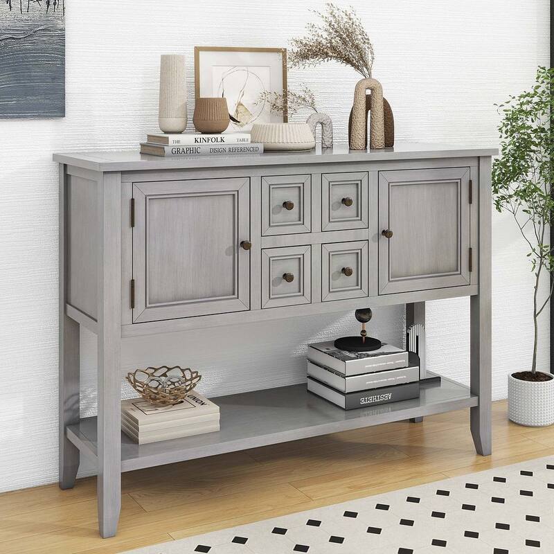 Elegant Storage Dresser with 4 Small Drawers and Bottom Shelf for Bedroom