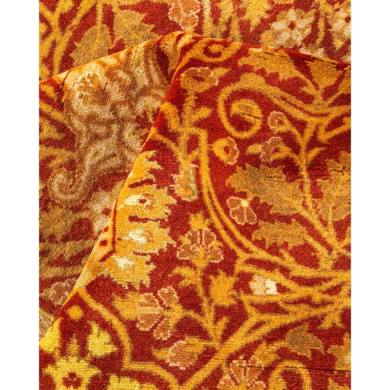 Overton Hand Knotted Wool Vintage Inspired Traditional Mogul Orange Area Rug - 5 x 8