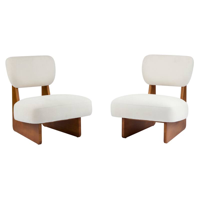 Roomfitters Modern Lounge Chair with Polyester Upholstery, Sturdy Black Wood Base, Minimalist Accent Seating, Set of 2