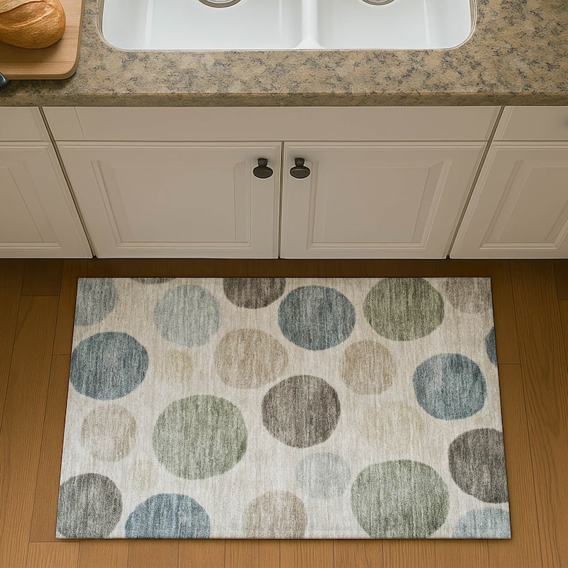 Premium Washable Super Soft Modern Bubbles Mayfield Rug - Khaki - 1'8" x 2'6"