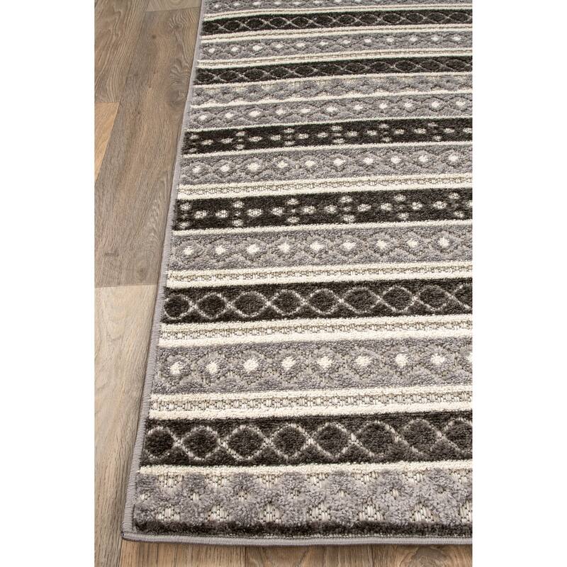 World Rug Gallery Contemporary Geometric Stripe Indoor/Outdoor Area Rug