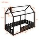 preview thumbnail 19 of 60, Kids Wood Bed, House Bed Frame with Fence-Shaped Guardrails for Teens Girls Boys, Slats are not Included