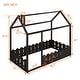 preview thumbnail 4 of 12, Twin Wood House Bed with Roof & Fence - Playhouse Design for Kids