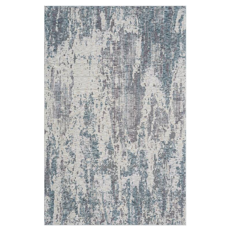 Reeves Modern Abstract Gray/Blue Performance Indoor Area Rug by Sevita