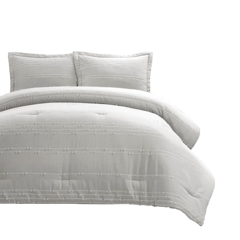Lush Decor Clipped Stripe Jacquard Comforter 3 Piece Set