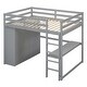 preview thumbnail 5 of 33, Full Size Loft Bed with Desk & Wardrobe, Solid Wood Kids Loft Bedframe w/3 Storage Drawers & 2 Shelves, Maximum Space Design