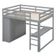 preview thumbnail 8 of 15, Safety Guaranteed Wood Loft Bed with Built-in Wardrobe, Desk, Storage Shelves and Drawers, Full Size, Grey