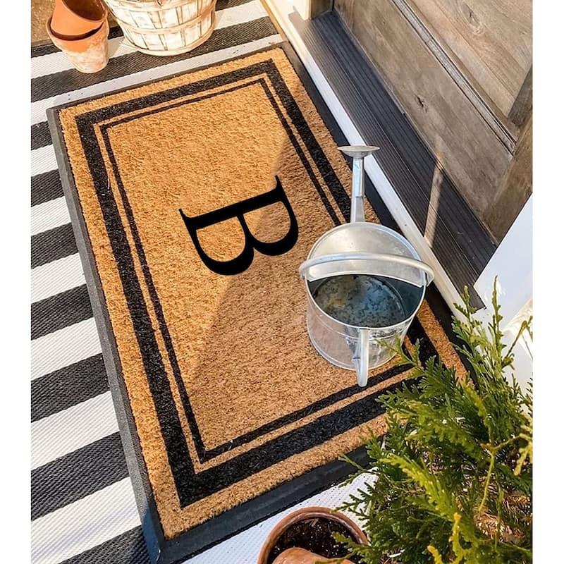 A1HC Picture Frame Natural Rubber & Coir Large Monogrammed Doormat 24"x48"