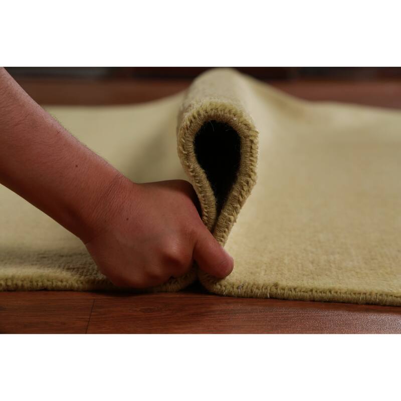 Hand Knotted Oriental 100% Wool Carpet Modern Solid Green Gabbeh Area Rug - 10' 4'' X 5' 4''