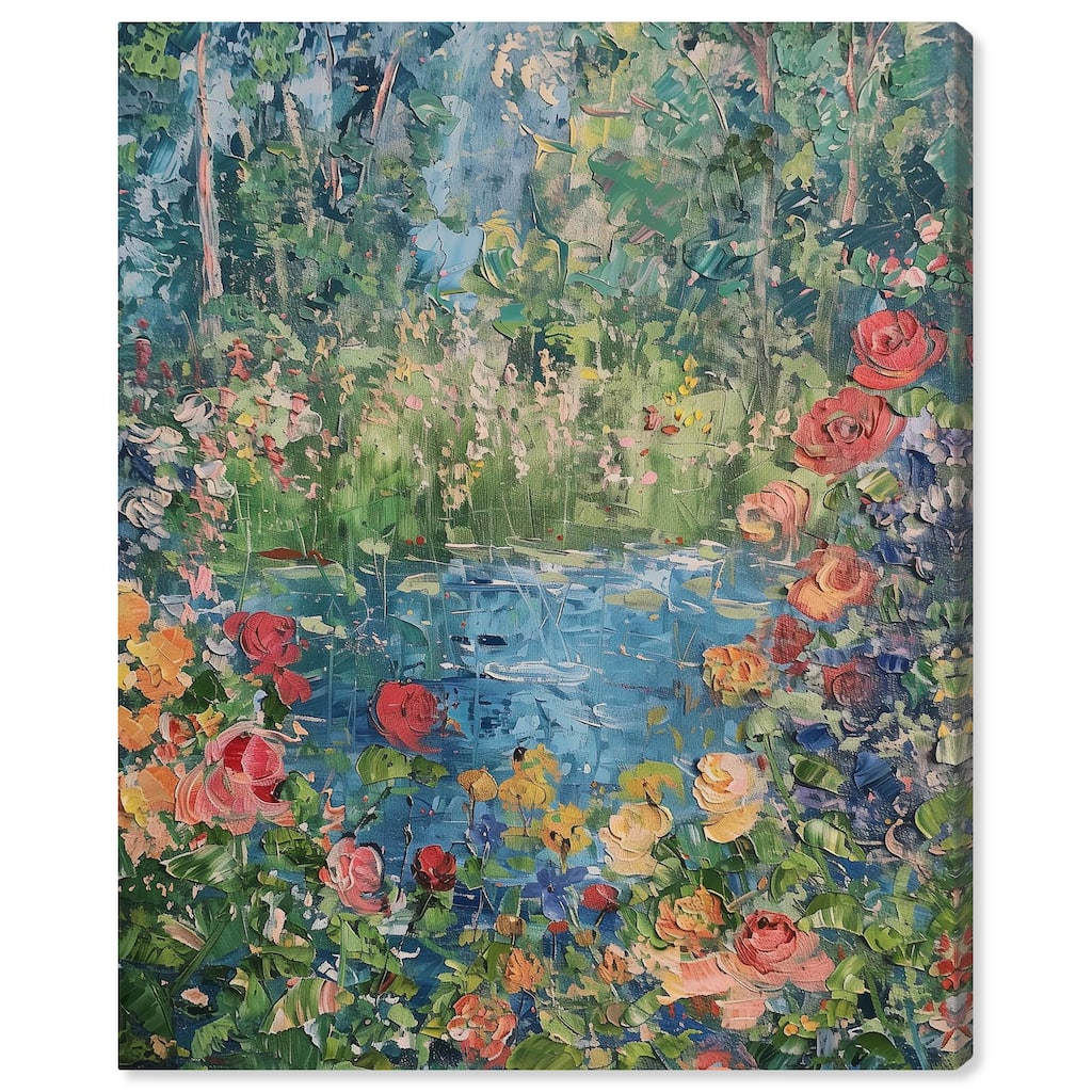 Art Remedy Serene Escape Gallery Wrapped Impressionism 1 Piece Canvas Wall Art /Monet And Van Gogh Inspired Art