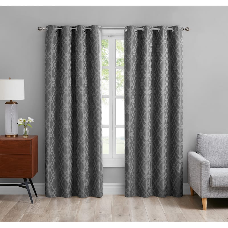 Blackout Window Curtains With Modern Print Design (Set of 2) - 52"x96" - Slate