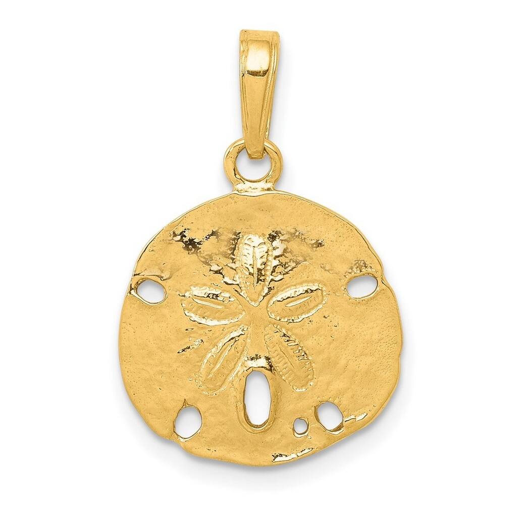 Curata 14k Yellow Gold 18" 22x16mm Polished Sand Dollar Necklace
