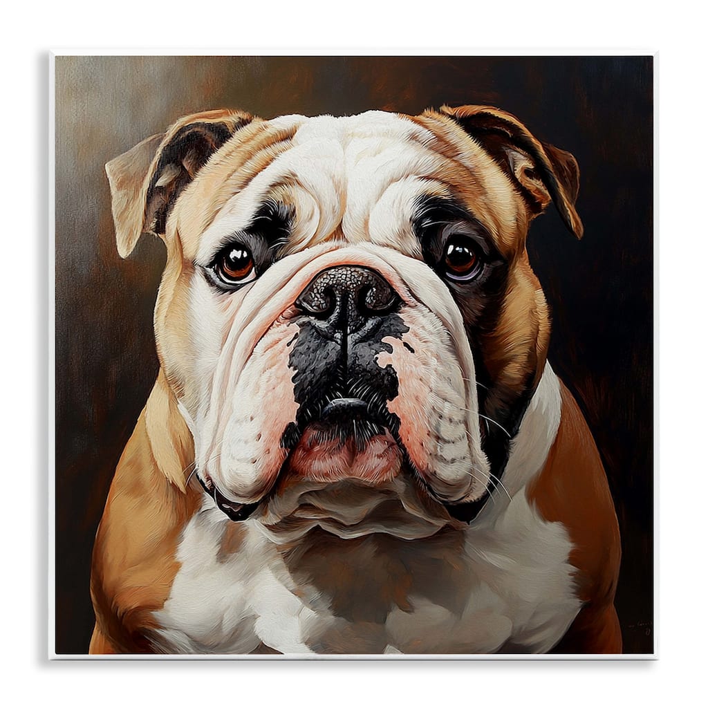 Stupell Stoic Bulldog Portrait Wall Plaque Art Design By Tom Crehan