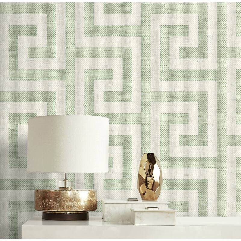 Lillian August Luna Retreat Greek Key Embossed Vinyl Unpasted Wallpaper