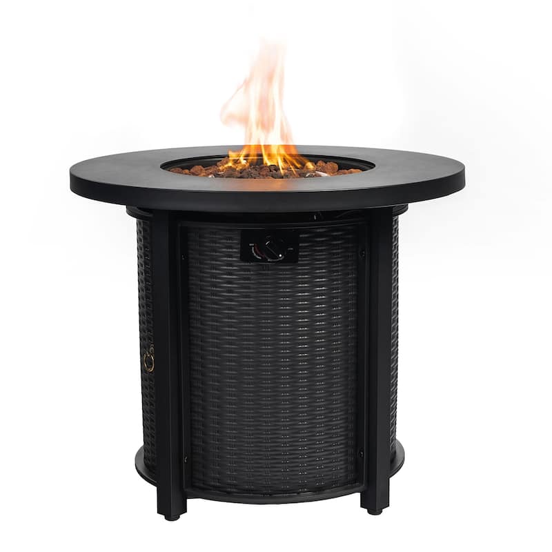 30 in Fire Pit Table Propane/ Liquefied Petroleum Gas in Black - Black - Propane