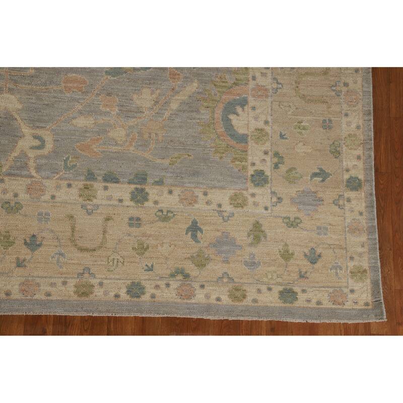 Hand Knotted Oriental 100% Wool Carpet Transitional All-Over Greys & Charcoal Oushak Area Rug - 10' 0'' X 8' 1''