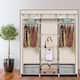 Portable Clothes Rack Closet with Cover and Hanging Rod - 150*45*175CM 9-Lattices - Beige