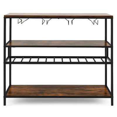 Wine Rack Table With 4 Rows of Glass Holders - 40" x 16" x 34"