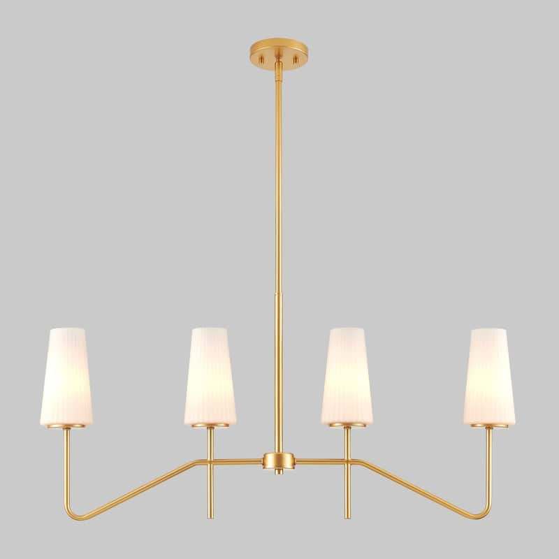 KAWOTI 4-Light Gold Linear Kitchen Island Chandelier - W35" x D4" x H19.75" (Max H61.75")