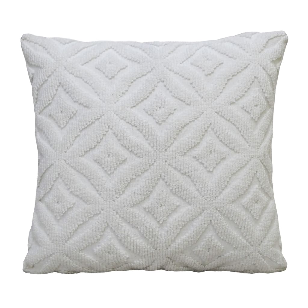 Vibhsa 18"x18" White Indoor Outdoor Ogee Decorative Pillow
