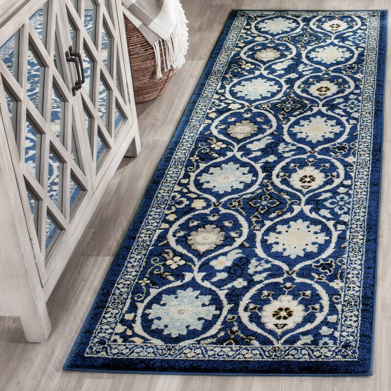 SAFAVIEH Evoke Malika Floral Damask Boho Rug - 2'2" x 7' Runner - Royal/Ivory