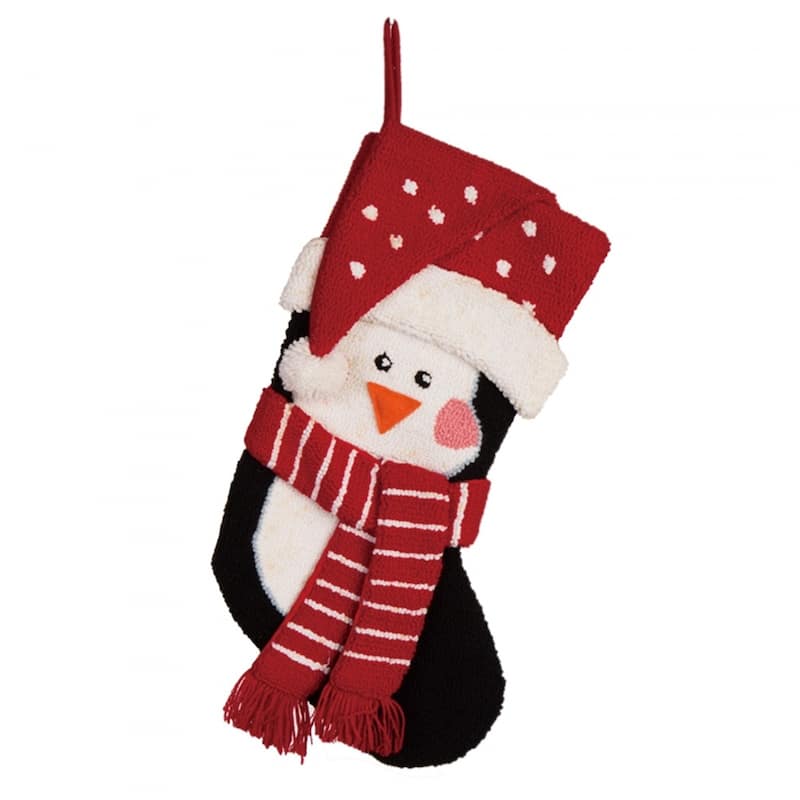 Glitzhome 19"L 3D Hooked Xmas Stocking Santa Penguin Reindeer