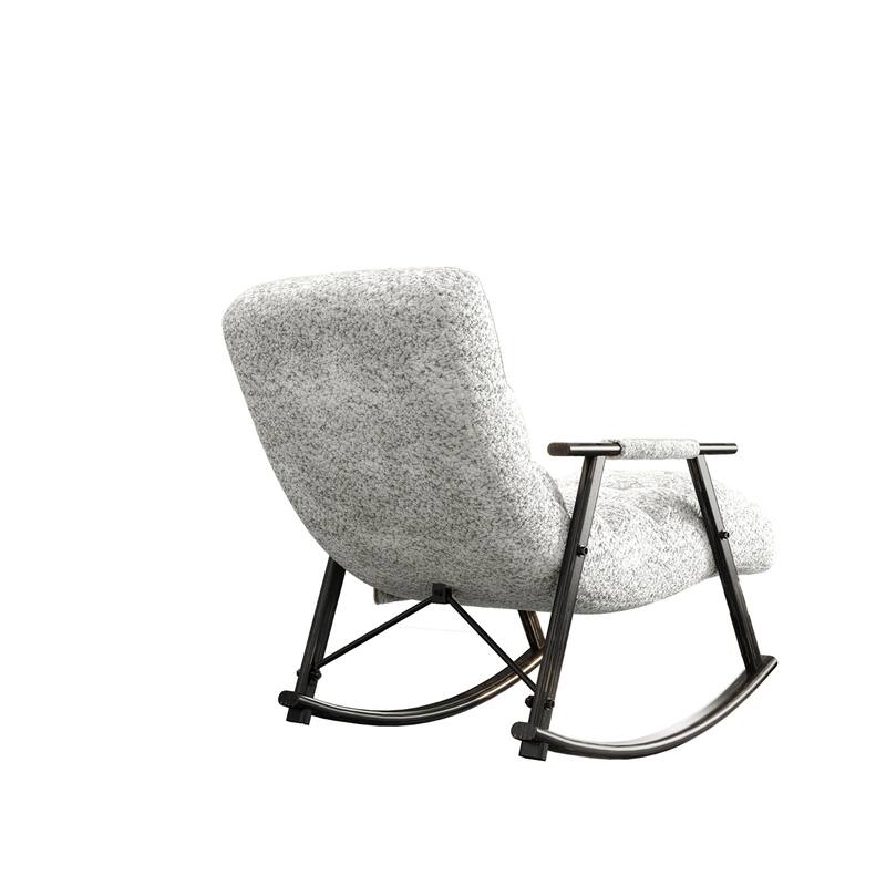 Upholstered Rocking Chair with Adjustable High Back, Side Pockets