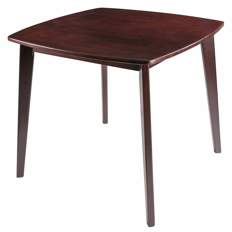 34" Walnut Wood Square Dining Table with Tapered Legs
