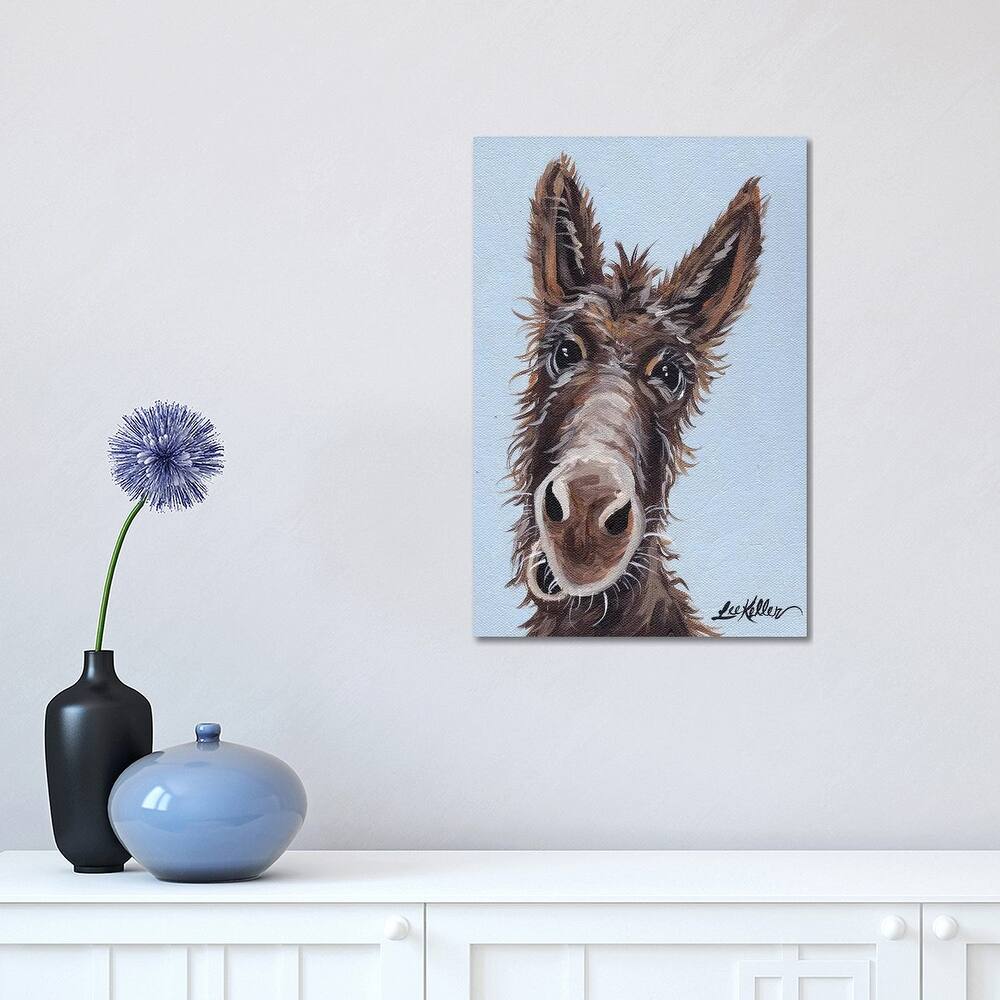 iCanvas "Rufus The Donkey On Blue Gray" by Hippie Hound Studios Canvas Print