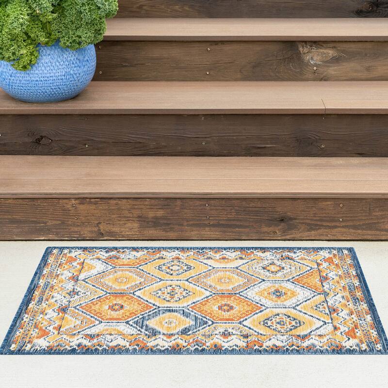 Alfresco Nautical & Coastal Geometric Reversible Indoor/Outdoor Area Rug