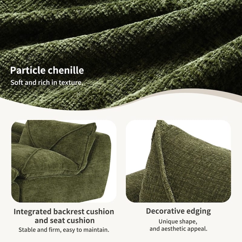 116'' Modern Chenille Fully Compressed Sectional Sofa with High Density Foam without Frame