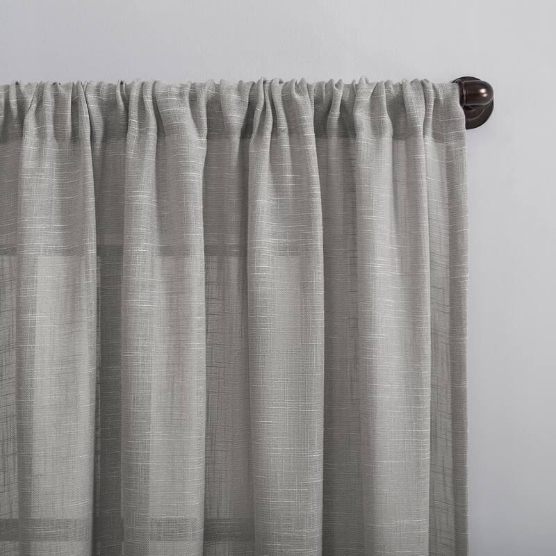 Clean Window Basketweave Anti-Dust Semi-Sheer Curtain Panel, Single Panel