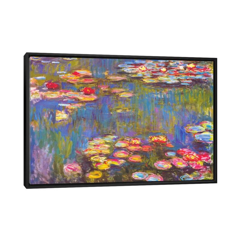 iCanvas "Water Lilies, 1916" by Claude Monet Framed Canvas Print - Black - 26x40